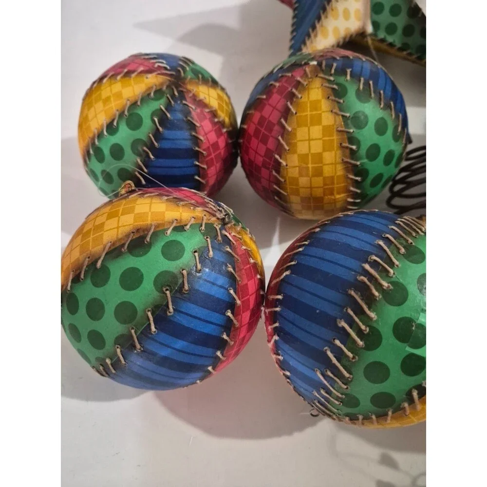 Colorful Vintage Hand Made Christmas Ornaments From Philippines Set Of 14
